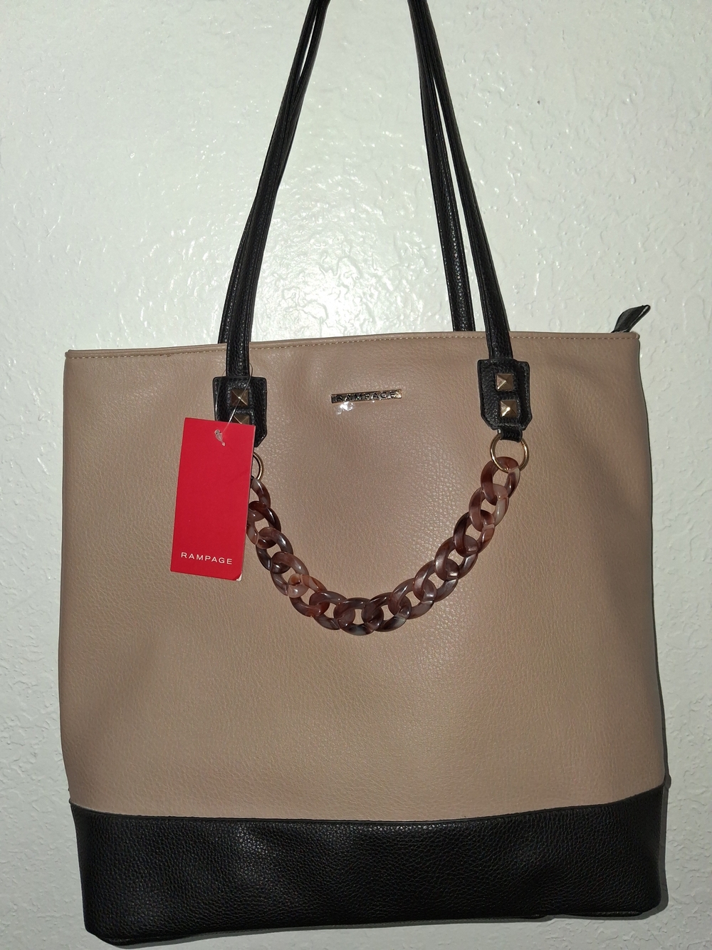 Rampage Two-Tone Tote in Brown & Black NWT
